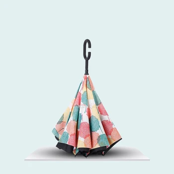 Обратный зонт с защитой от ультрафиолета Милый Большой открытый Ветрозащитный Прочный зонт Женский зонтик Sombrilla для дома в Ла-Плайя от дождя
