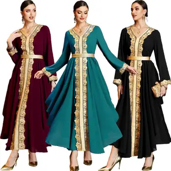 Элегантный Дубайский женский халат с длинным рукавом и вышивкой Abaya, модные марокканские женские вечерние платья для вечеринок, макси-платье, кафтан