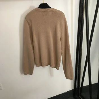 Осень 2023, Новый женский винтажный пуловер с круглым вырезом, Свободный пуловер, свитер, Вязаный топ D021