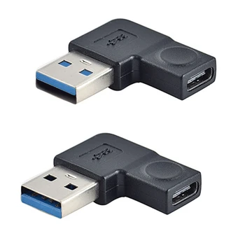 Адаптер USB-USB Type C, конвертер USB A Male-Type C Female с углом 90 градусов для подключения устройств