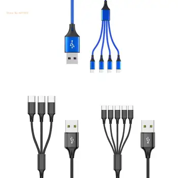 Универсальный кабель для зарядки с нейлоновой оплеткой 3/4/5 в 1, несколько портов USB C, прямая поставка