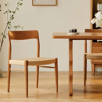 Дизайнерские обеденные стулья Офисный туалетный столик из массива дерева, японский письменный стол, кресло для отдыха, Современная мебель из ротанга Cadeira De Madeira