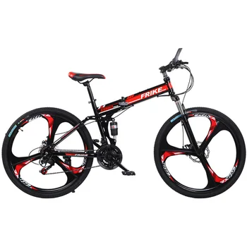 Складной горный велосипед со встроенным колесом 26 дюймов Для взрослых мужчин и женщин, двойной амортизатор, дисковые тормоза с переменной скоростью, легко носить с собой