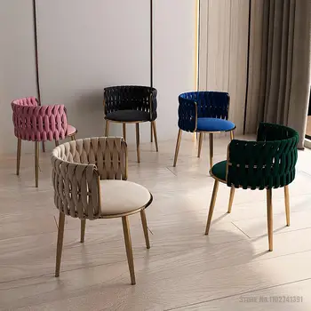 Напольное кресло для отдыха в помещении, Современная поясничная поддержка, Бархатные дизайнерские стулья для макияжа, Стальные Односпальные шезлонги Salle Manger Nordic