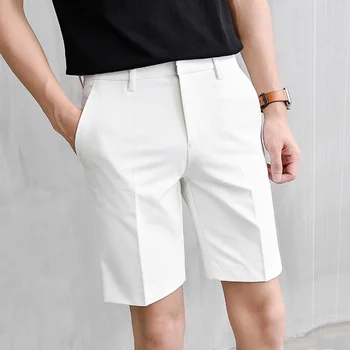 Плиссированные шорты Мужские Летние белые шорты Корейские модные повседневные шорты Рабочая одежда Дышащие комфортные бермуды Slim Fit