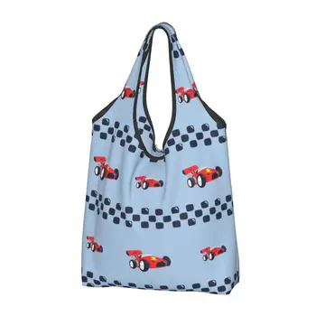 Женская повседневная сумка для покупок в гоночном автомобиле, сумка-тоут большой емкости, портативная сумка для хранения, складные сумки