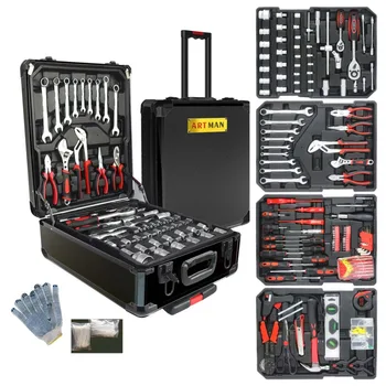  Набор инструментов, общий набор ручных инструментов с набором инструментов для дома, ремонта автомобилей, черный 