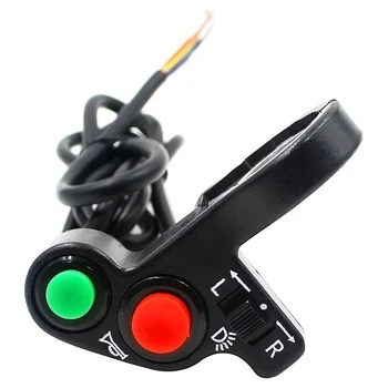Переключатель на руле мотоцикла, звуковой сигнал электрического велосипеда, скутера, поворотники, кнопка включения / выключения, выключатель света