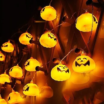 Светодиодный подвесной фонарь в виде тыквы на Хэллоуин, струнный светильник, фонарь для украшения дома на Хэллоуин, украшение сцены на Хэллоуин, декор для вечеринки