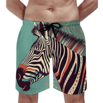 Летние пляжные шорты Zebra Running Surf в ретро-стиле с разноцветным рисунком, Гавайские быстросохнущие плавки большого размера