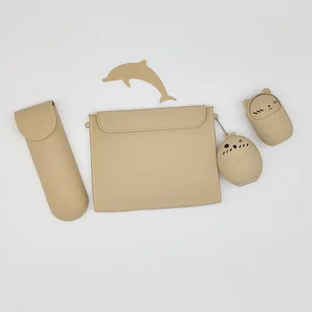 Модная сумка для кистей для макияжа, силиконовая косметичка, дорожная косметичка с клапаном с двойной магнитной пряжкой для женщин и девочек-карандашей