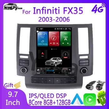 Автомагнитола Yoza Carplay для Infiniti FX35 2003-2006 Android 11 Мультимедийный плеер с экраном Tesla, GPS Навигация, стерео Подарочные инструменты