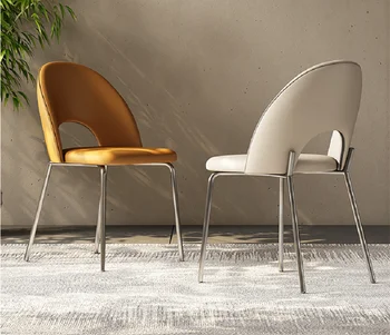 Обеденные стулья, легкие роскошные домашние итальянские минималистичные стулья с мягкой спинкой в виде сумки, стулья для кафе, выдолбленные обеденные стулья