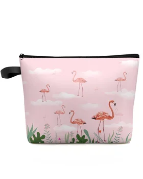 Фламинго Розовое Облако Цветы Косметичка для макияжа, сумка для путешествий, Женские Косметические сумки, Органайзер для хранения в туалете, пенал для карандашей