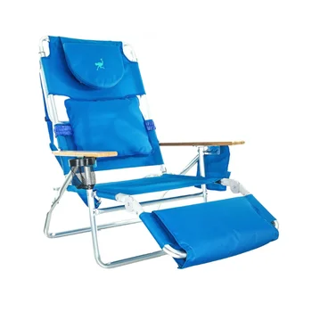 Алюминиевое пляжное кресло с откидной спинкой Ostrich - Синее кресло с откидной спинкой, складное кресло