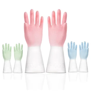 Креативные перчатки для работы по дому, для уборки на кухне, в ванной, для мытья посуды, Маслостойкие нескользящие перчатки для дома LC468
