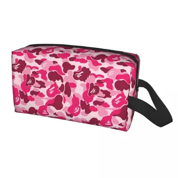 Розовая Камуфляжная косметичка для женщин, косметический органайзер для путешествий, сумки для хранения туалетных принадлежностей Kawaii