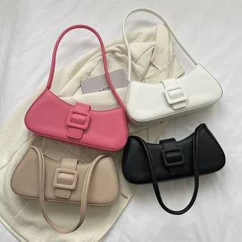 Модные дизайнерские сумки, женская сумка через плечо, простой стиль, женские сумки подмышками из цельной искусственной кожи