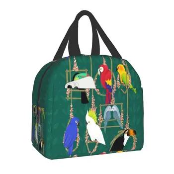 Сумка для ланча Tropical Getaway Parrot Birds, портативный холодильник, теплый изолированный Ланч-бокс для женщин, детская школьная сумка для хранения для пикника