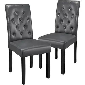 Обеденный стул Alden Design Parson из искусственной кожи с ножками из массива дерева, комплект из 2 предметов, эспрессо