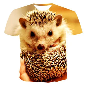 2023 Летняя новая футболка для мужчин/женщин, летняя футболка с 3D принтом животного Ежа