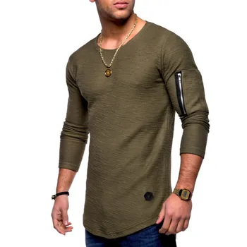 B1687 новая футболка мужская весенне-летняя футболка топ мужская хлопковая футболка с длинными рукавами для бодибилдинга складная футболка мужская