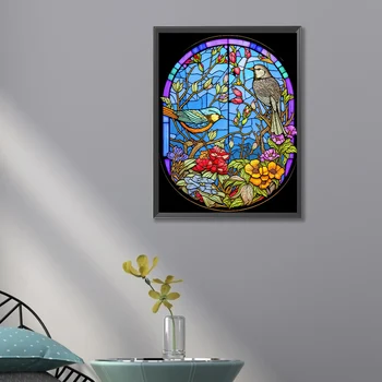 5D DIY Полная круглая дрель Алмазная живопись Цветы Растения Комплект для украшения дома