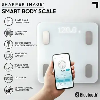 ® Цифровые весы для ванной комнаты, отслеживающие вес, жировые отложения и ИМТ, совместимые с приложениями Bluetooth / Android и iOS