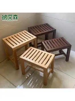Табурет для ванной комнаты, табурет для пожилых людей, нескользящий стул для ванны из цельного дерева, деревянный табурет для ванны