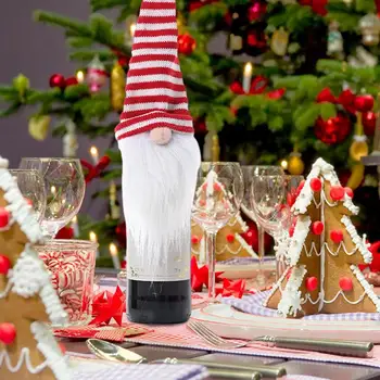 Рождественские чехлы для винных бутылок, прочная ткань, Винный декор в виде карлика, Новогоднее Рождественское украшение для пивной бутылки, Винная бутылка