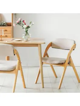 Складной стул из массива дерева, бытовой стул со спинкой, складной обеденный стул, офисный компьютерный стул, табурет, простой портативный табурет