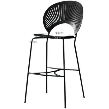 Современный барный стул из массива дерева, Ресторанная мебель, Легкий роскошный табурет для кафе, Дизайнерский Высокий барный стул с креативной спинкой
