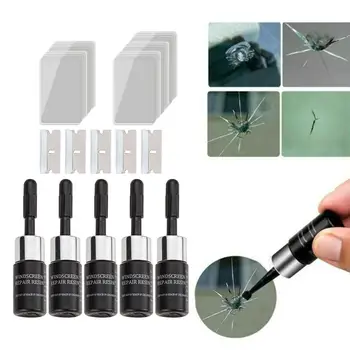5x Жидкость для ремонта стекла, инструмент для снятия трещин из смолы на лобовом стекле, запасные части
