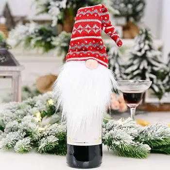 Рождественские чехлы для винных бутылок, прочная ткань, Винный декор в виде карлика, Новогоднее Рождественское украшение для пивной бутылки, Винная бутылка