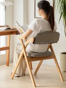 Подлокотник из массива дерева, складной стул, Домашняя спинка, обеденный стул, Складной портативный стул, Простой офисный стул для конференций