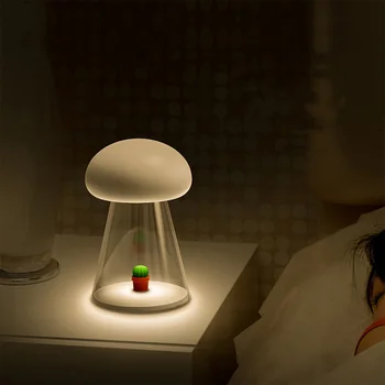 Креативный грибной ночник, USB-аккумуляторная прикроватная тумбочка для сна ребенка, ночная лампа RGB, Атмосферная музыкальная шкатулка для подарка на детский фестиваль.