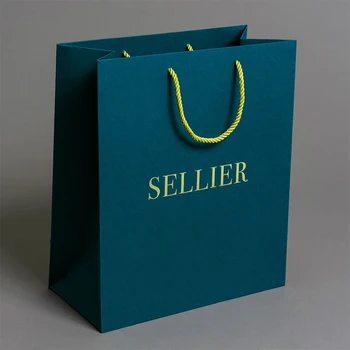 Высококачественные Подарочные Бумажные пакеты с логотипом на заказ, упаковка для одежды, Бумажная Хозяйственная сумка с ручкой