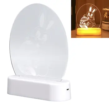Кролик 3D Ночник Кролик Держит Яйцо Шаблон 3D Кролик Лампа Энергосберегающий ABS Акриловый СВЕТОДИОДНЫЙ Пасхальный Ночник для Спальни