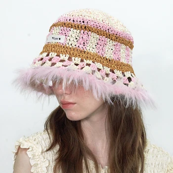 Новая японская дизайнерская вязаная рыбацкая шапка ручной работы, осенне-зимняя винтажная шерстяная шапка с контрастной маркировкой