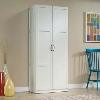 Высокий двухдверный шкаф для хранения Sauder Select, кухонный шкаф с белой отделкой