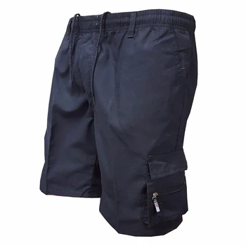 Летние мужские рабочие шорты с несколькими карманами, свободные спортивные брюки для фитнеса на открытом воздухе, однотонные шорты с завязками, модная повседневная мужская одежда